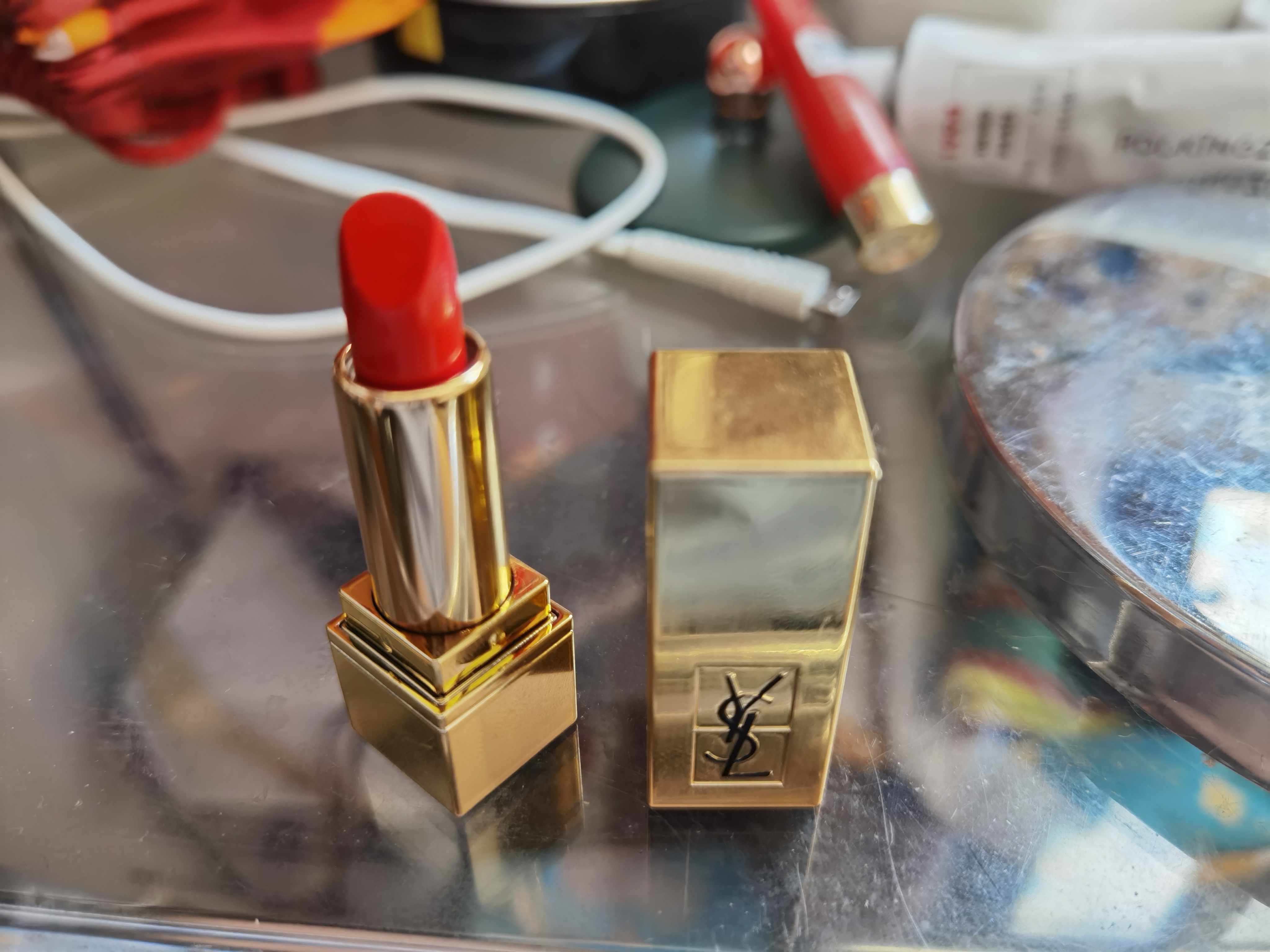 全新YSL方管01号色中样