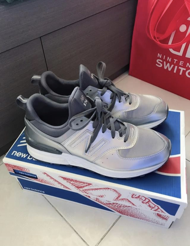 New Balance 574 時尚 閃耀金屬銀色運動鞋