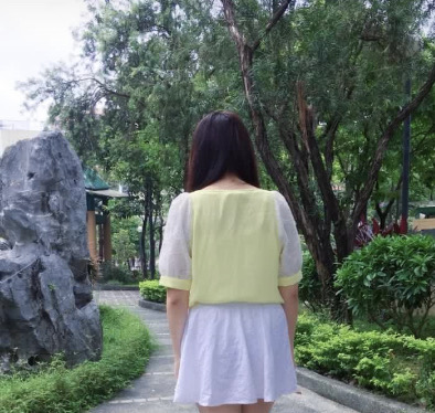 bread & butter 雪紡縷空黃色短袖上衣