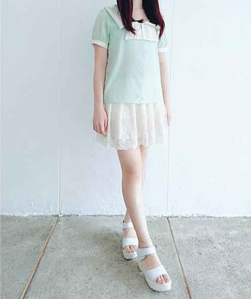 [女裝] 湖水綠雪紡上衣 TOP (SIZE M)