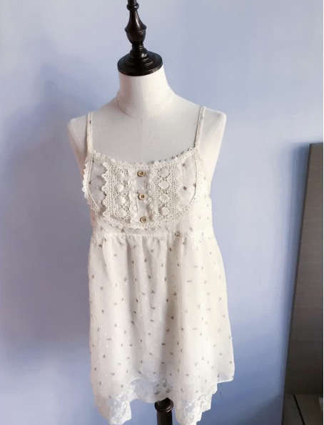 [女裝] PLATA 碎花吊帶蕾絲雪紡上衣 (SIZE M)