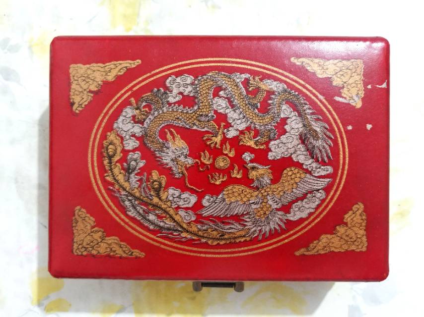 復古自鎖木盒牌九天九骨牌送塑膠籌碼及骰子