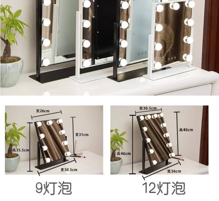化妆镜12灯插电款