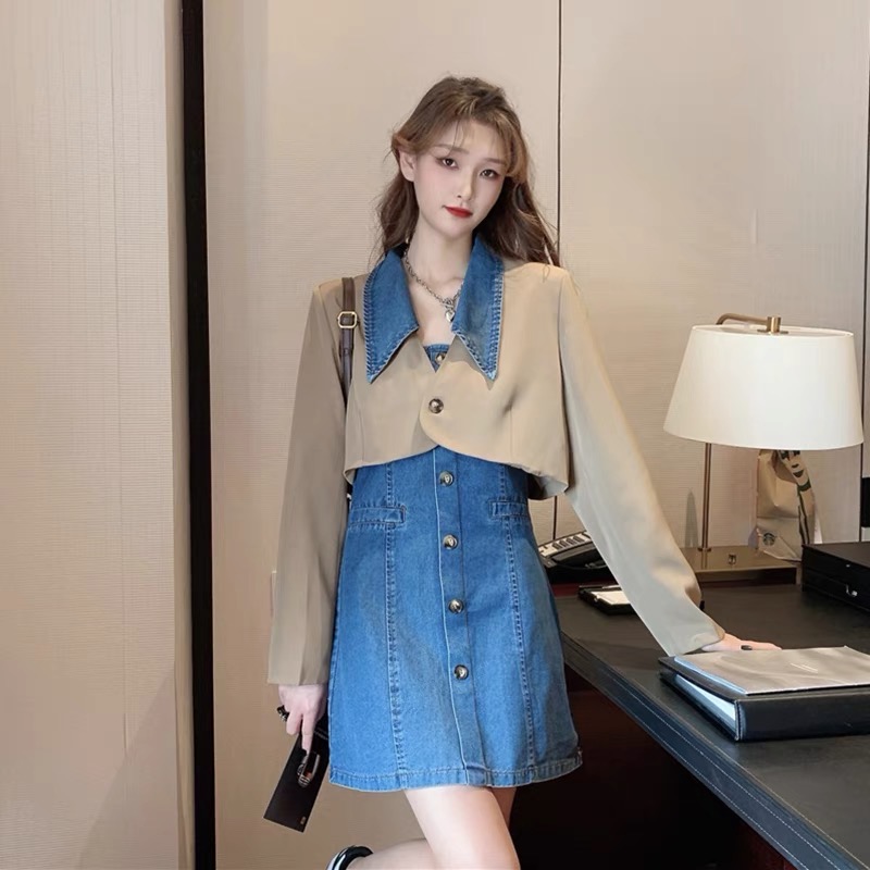 小西服➕牛仔裙套装