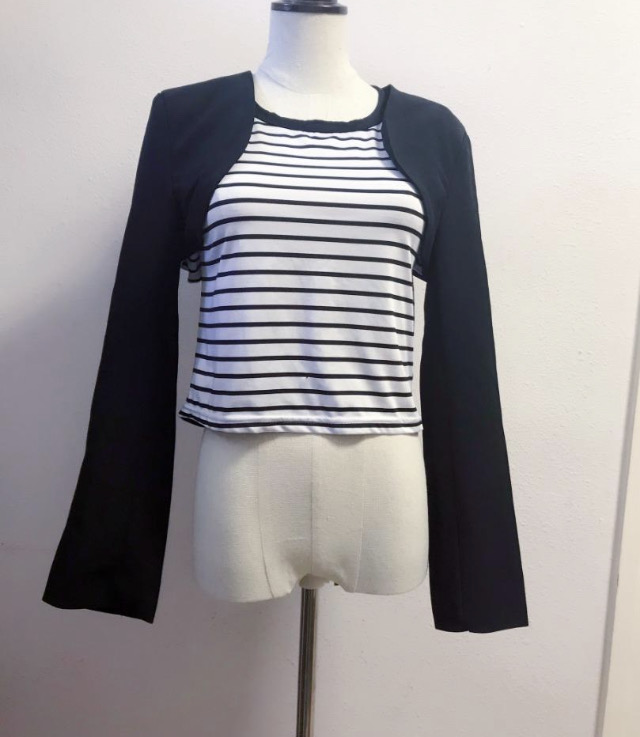 [全新] 時尚設計 長袖坎肩西裝外套 披肩 短款 SIZE L