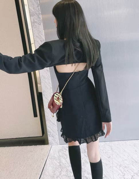 [全新] 時尚設計 長袖坎肩西裝外套 披肩 短款 SIZE L