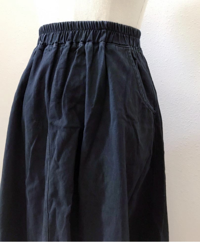 GRAND 復古黑色口袋挺身半身裙傘裙 (SIZE M-L)