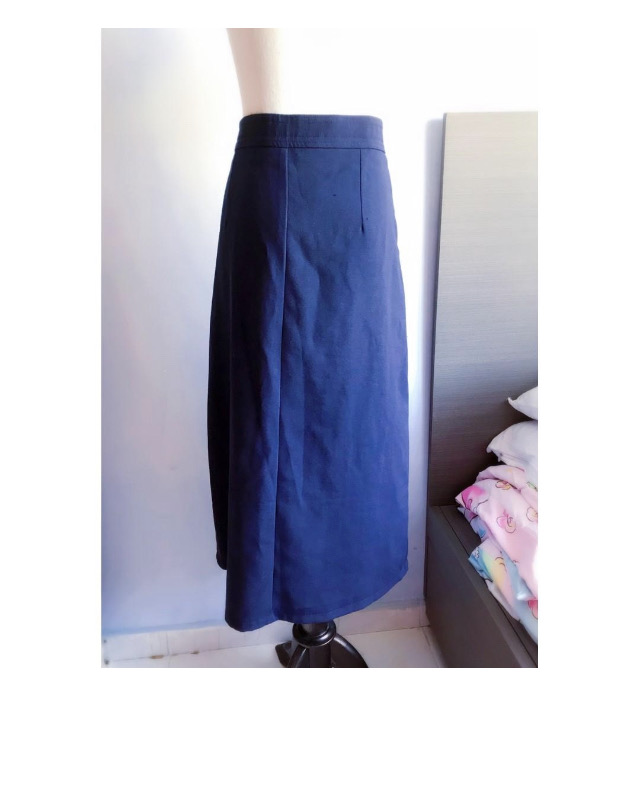 高腰小開叉中長款包臀裙子(寶藍色) (size L)