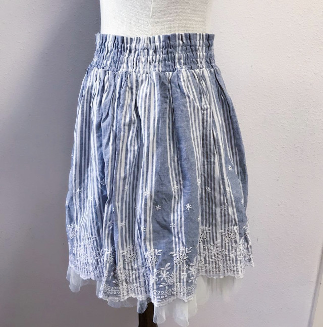 Olive des Olive 條紋蕾絲花邊裙 SKIRT (SIZE M-L)
