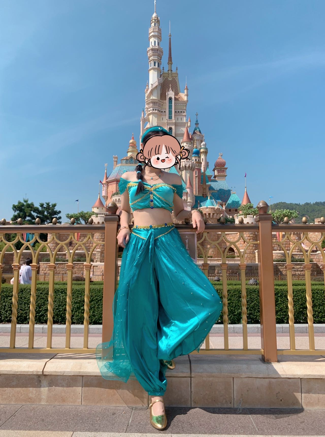 迪士尼公主裙cos服装茉莉公主 配齐全套饰品