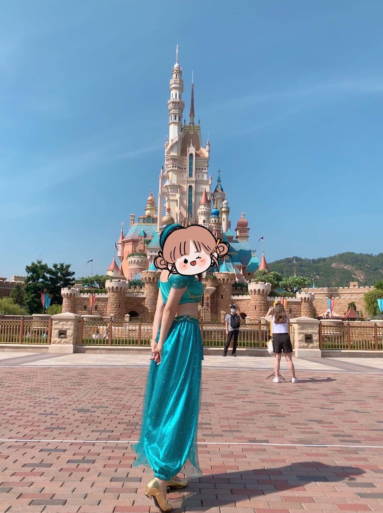 迪士尼公主裙cos服装茉莉公主 配齐全套饰品