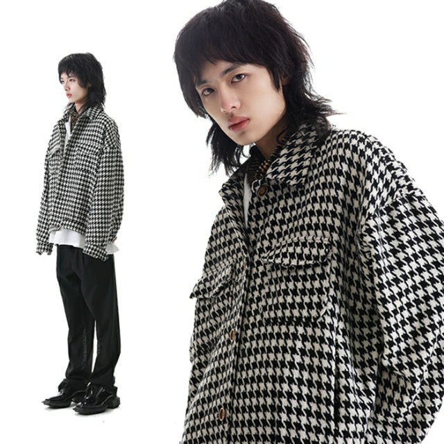 短裤粗花呢千鸟格夹克 M码