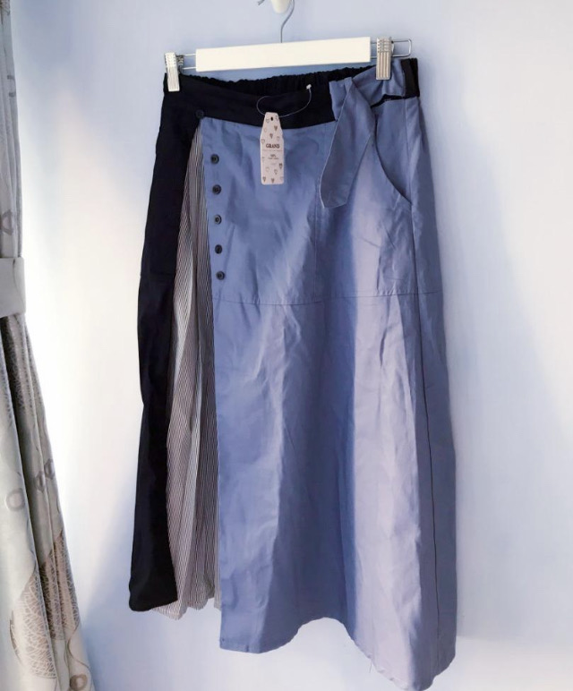 [GRAND]  藍色拼院長裙 半截裙 SKIRT (SIZE M-L)
