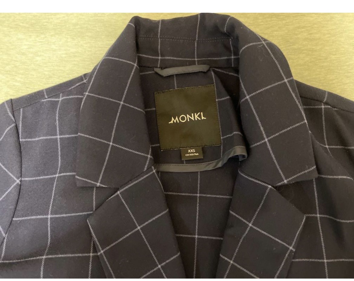 Monki藍色格仔西裝外套