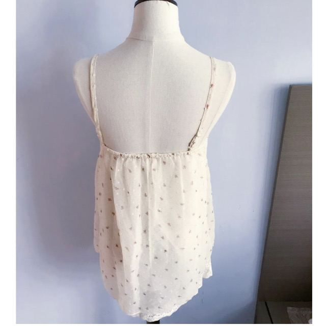 PLATA 碎花吊帶蕾絲雪紡上衣 (SIZE M）