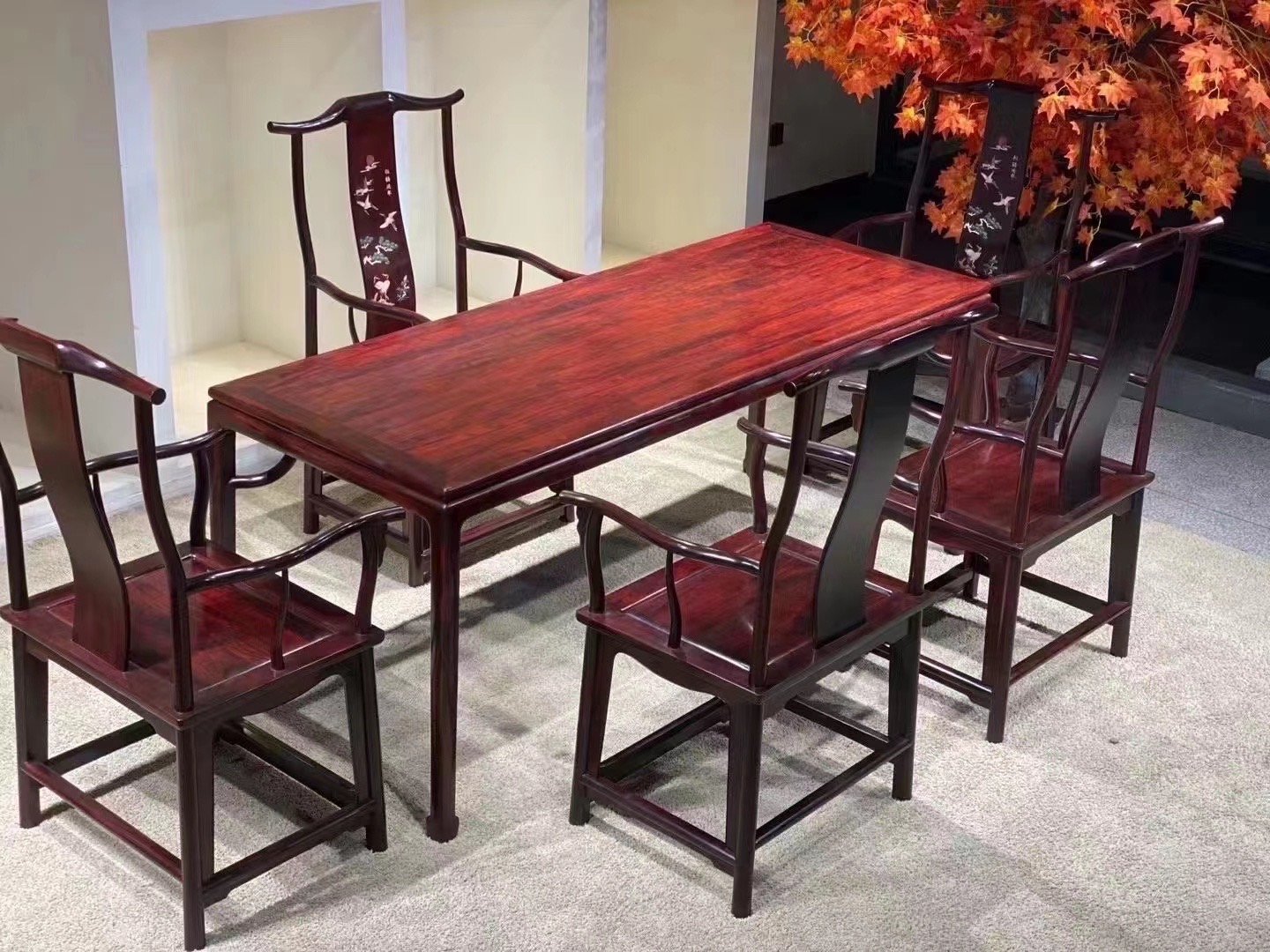 收藏級別小葉紫檀乾泡泡茶桌、畫案 極品工藝