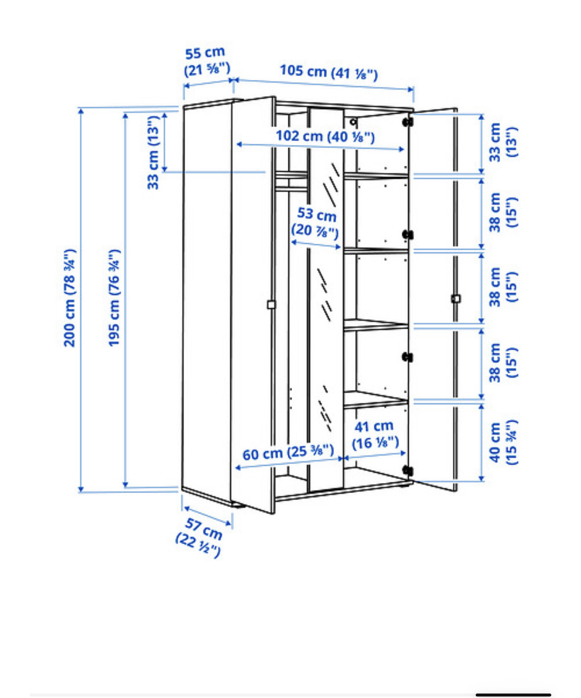 9新宜家带镜子衣柜（原价4000+）