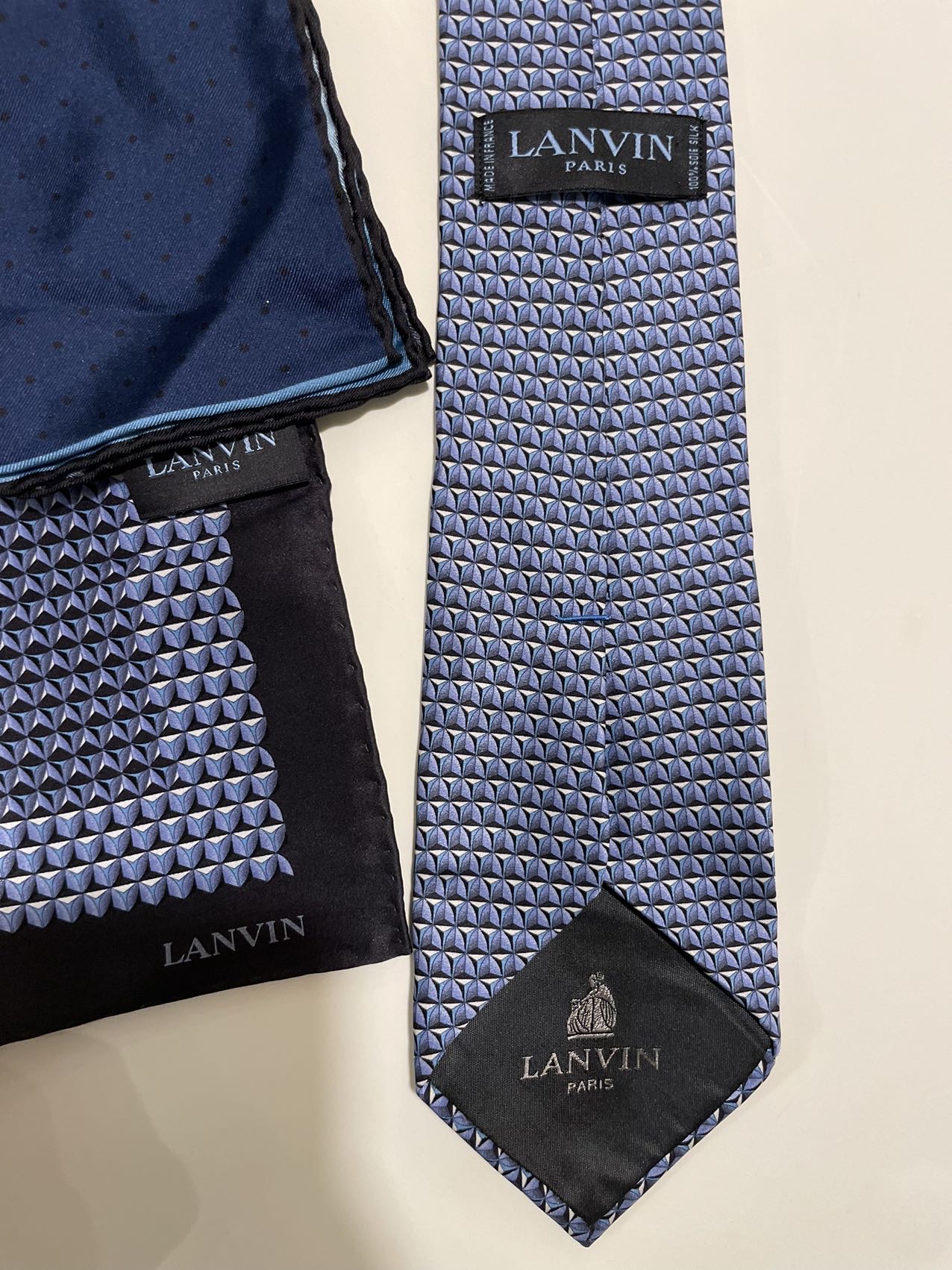 LANVIN 全新 领带+口袋巾