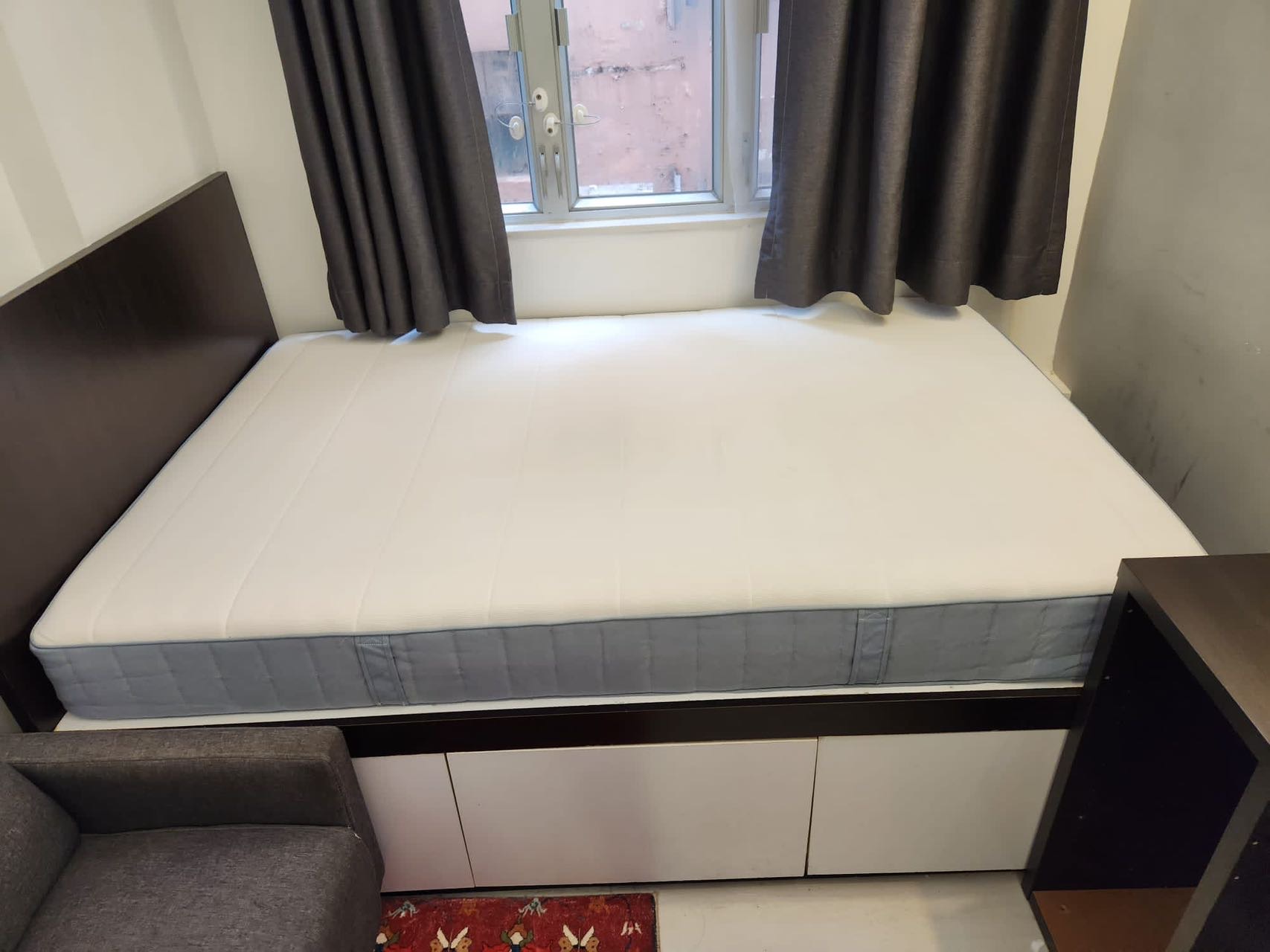 需4/5 早上8:30前取 极新 Ikea VESTEROY标准双人独立袋装弹簧床褥, 特级承托/浅蓝色 （不连床架）