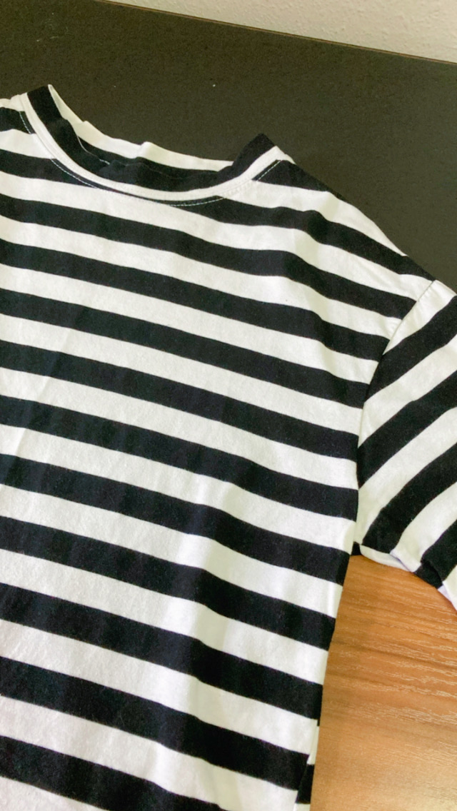 黑白粗橫間上衣T shirt （size L)