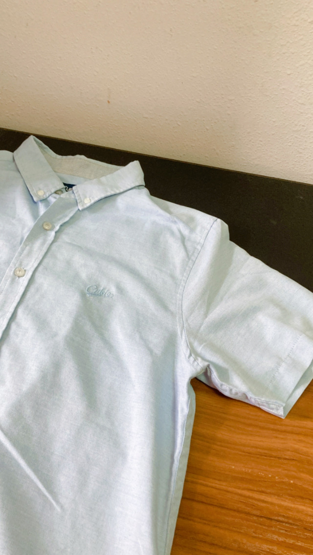 男裝有領拼色恤衫shirt (size L)