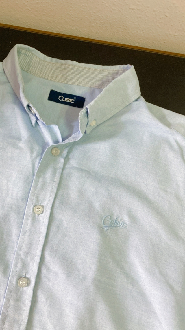 男裝有領拼色恤衫shirt (size L)