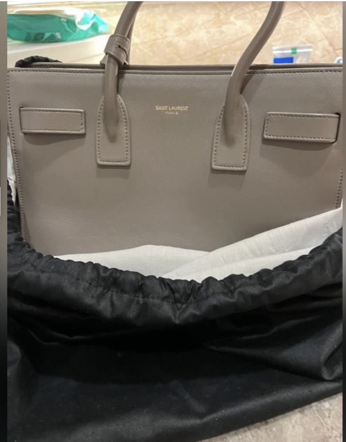 YSL 灰色風琴包包
