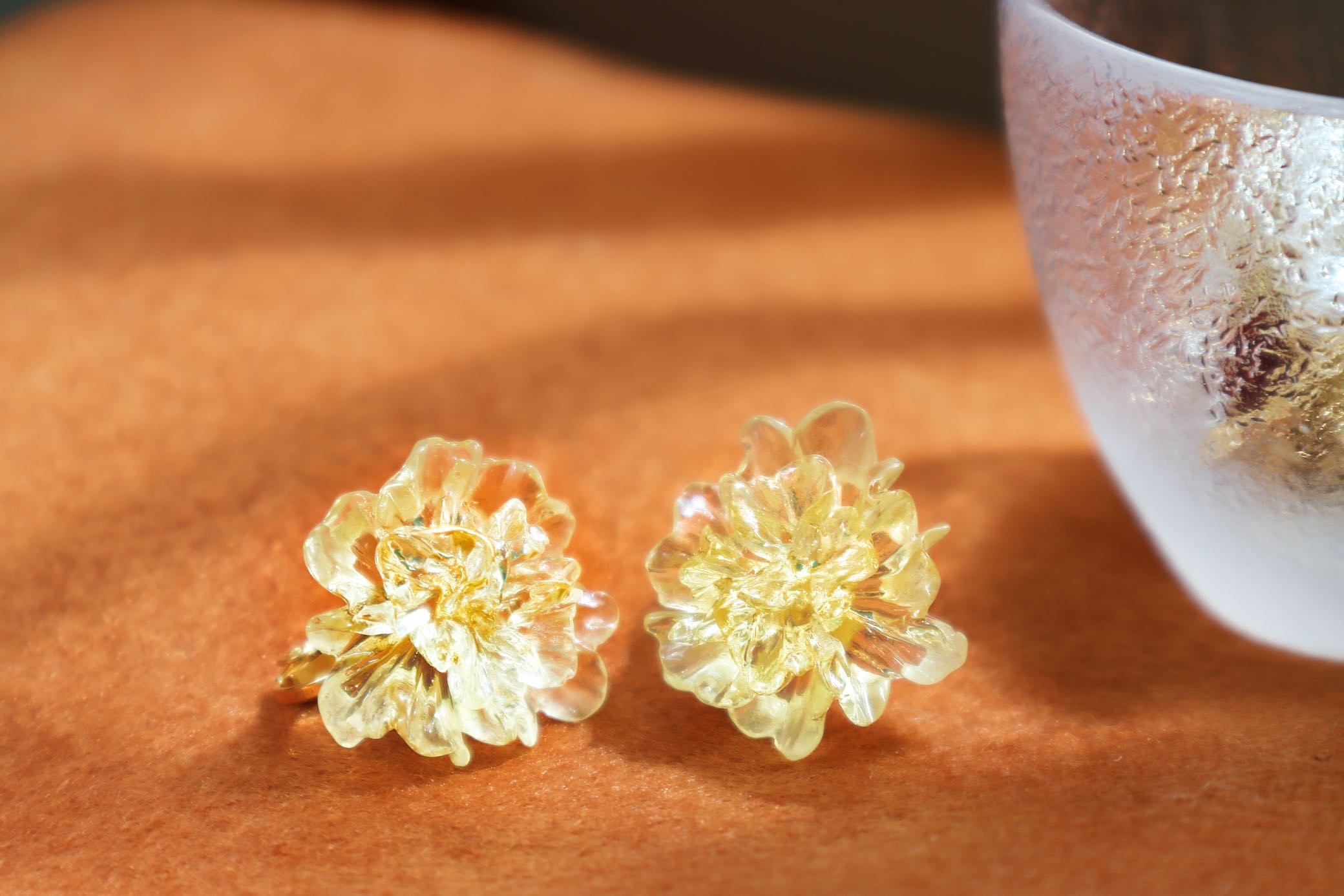 立体透明花耳夹耳环，包装完整
