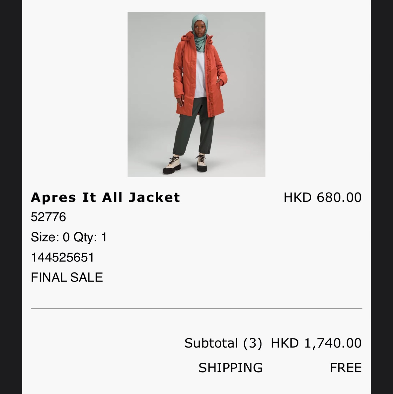 lululemon apres it all橘色