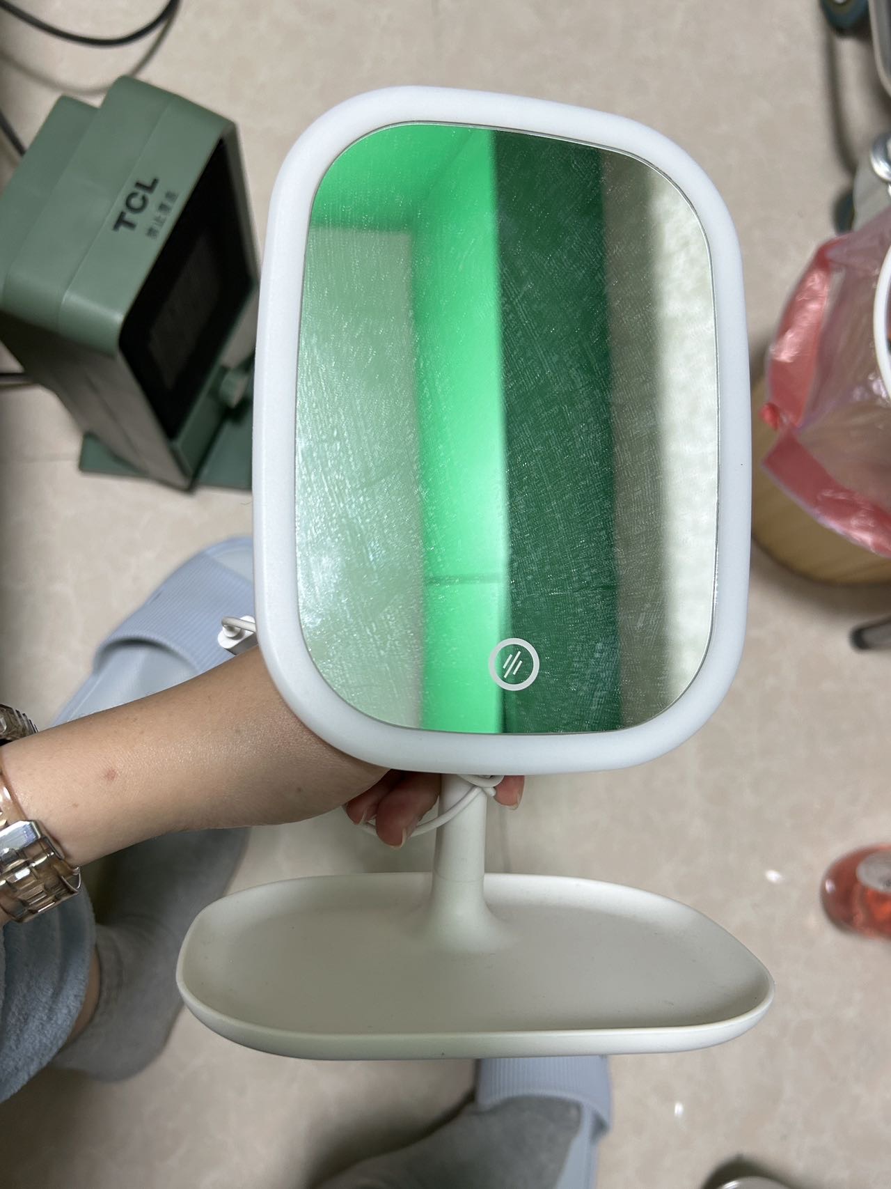 USB充电LED桌面化妆镜台灯