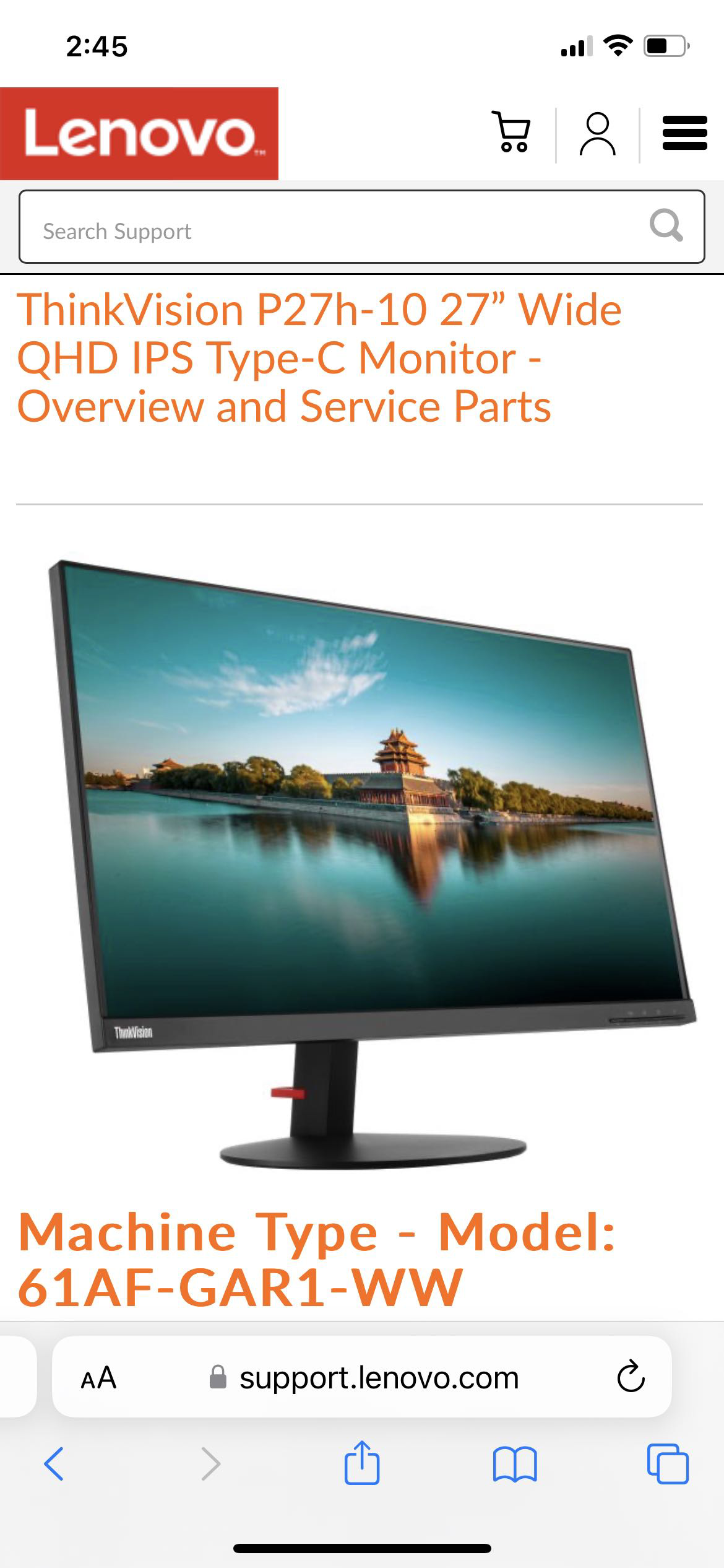 联想800hkd出一台27英寸联想thinkvision p27h-10 显示器