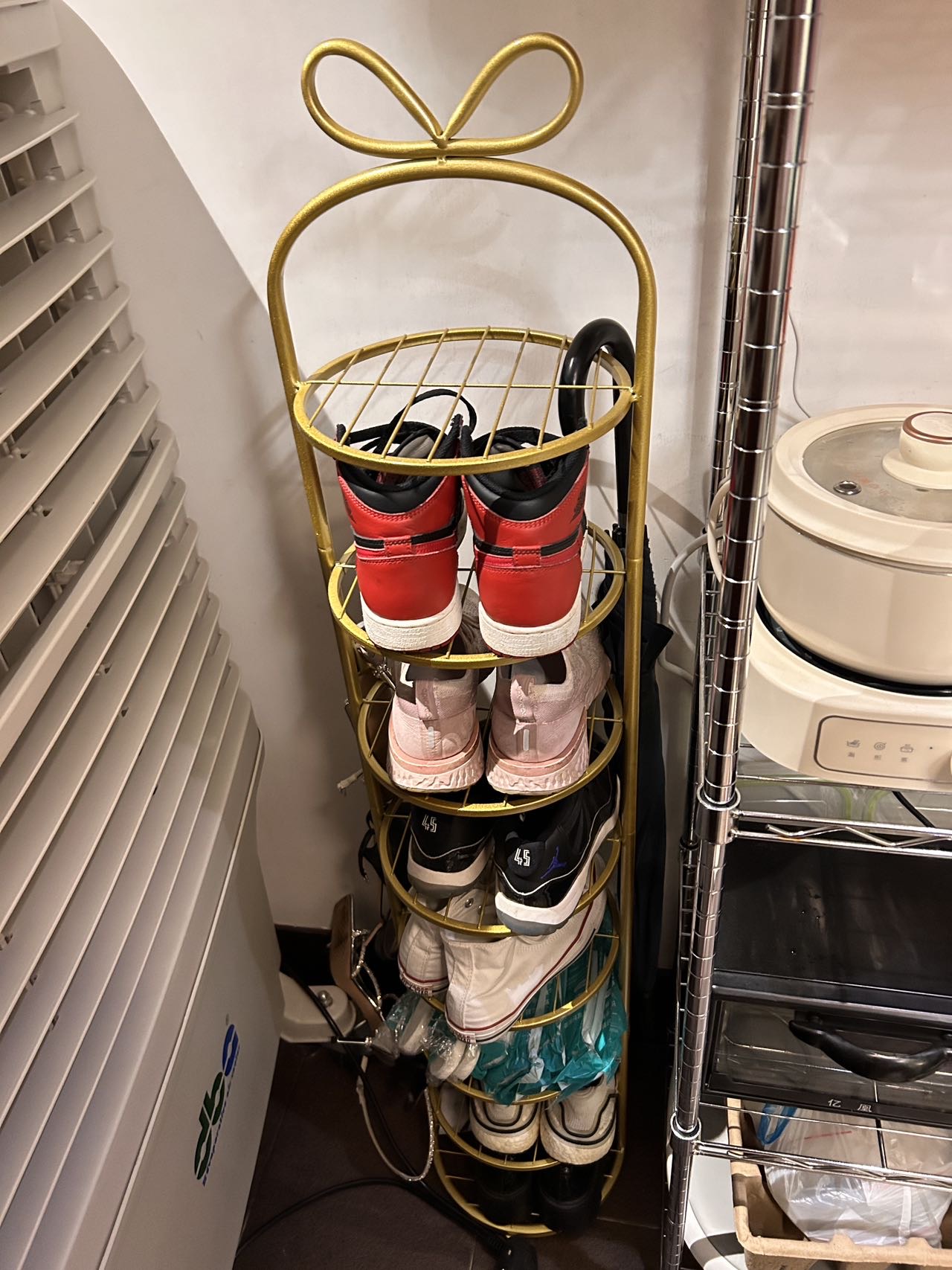 金色八层鞋架