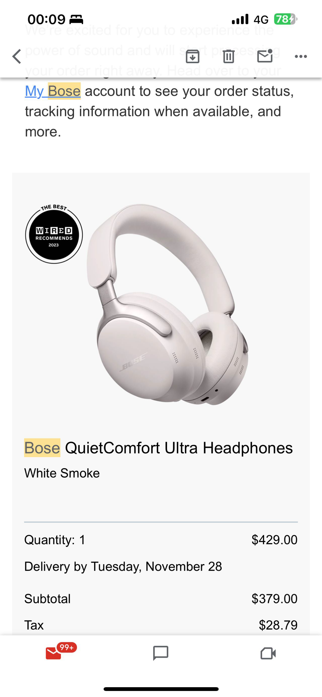 Bose QC Ultra 头戴耳机 白色