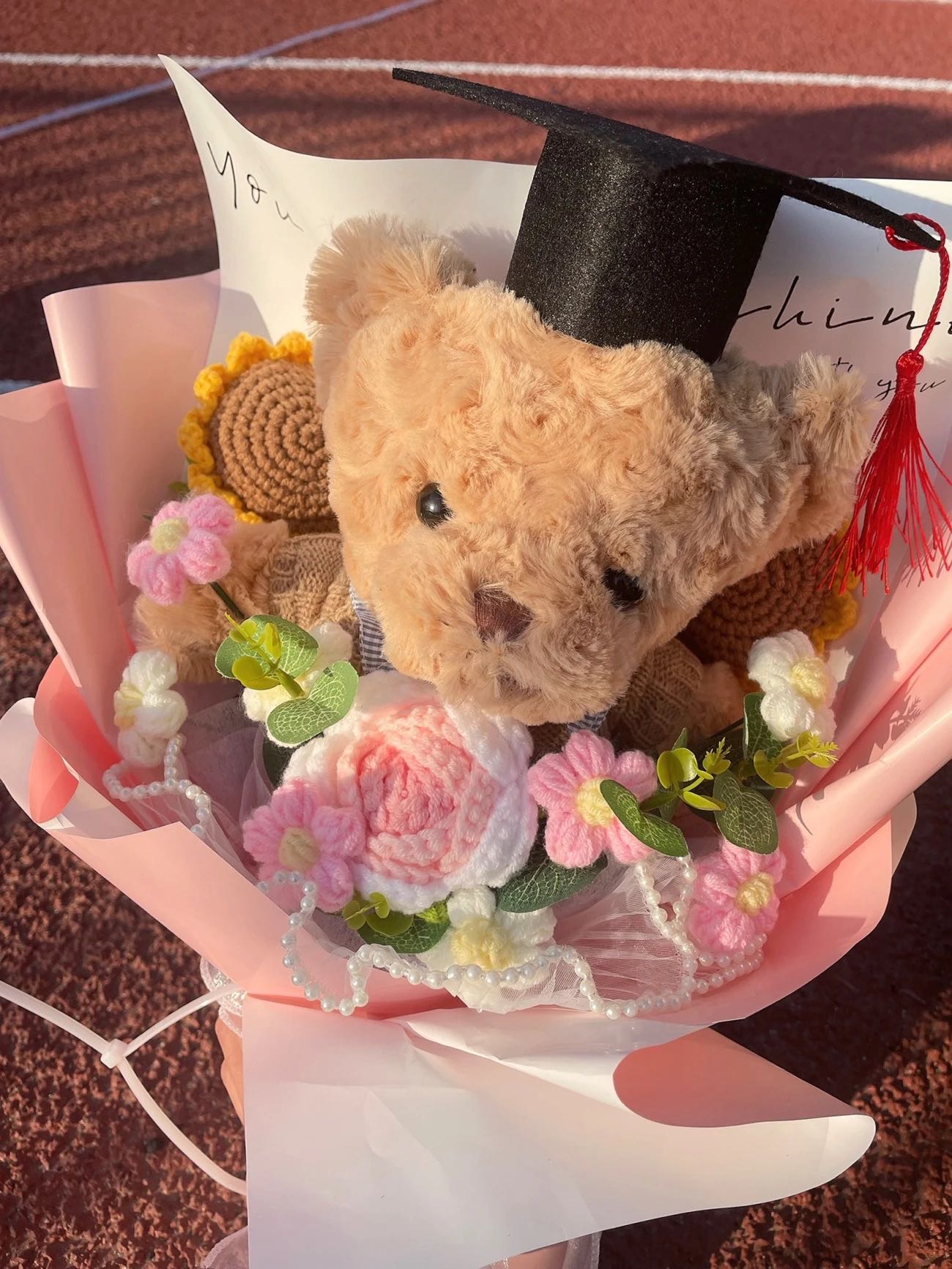 毕业小熊花束💐蓝黄粉带纸盒和手提袋