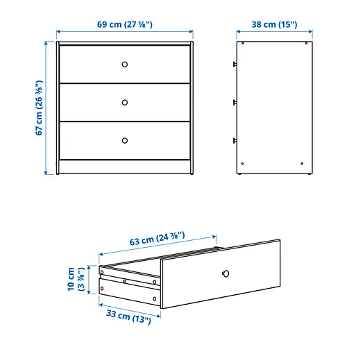 宜家三层抽屉柜