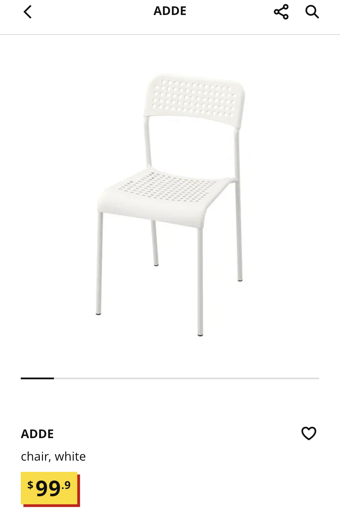 宜家ADDE白色靠背椅