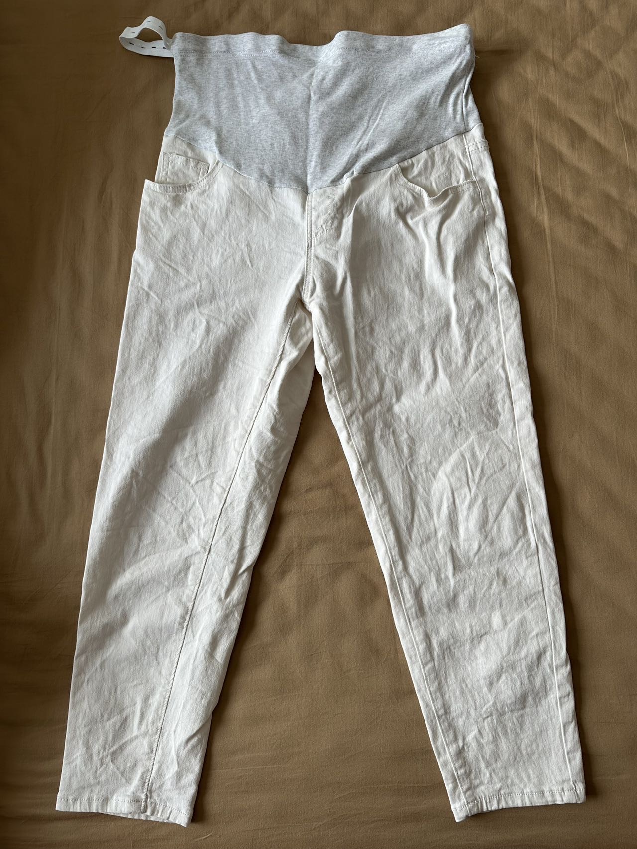 白色纯棉孕妇裤