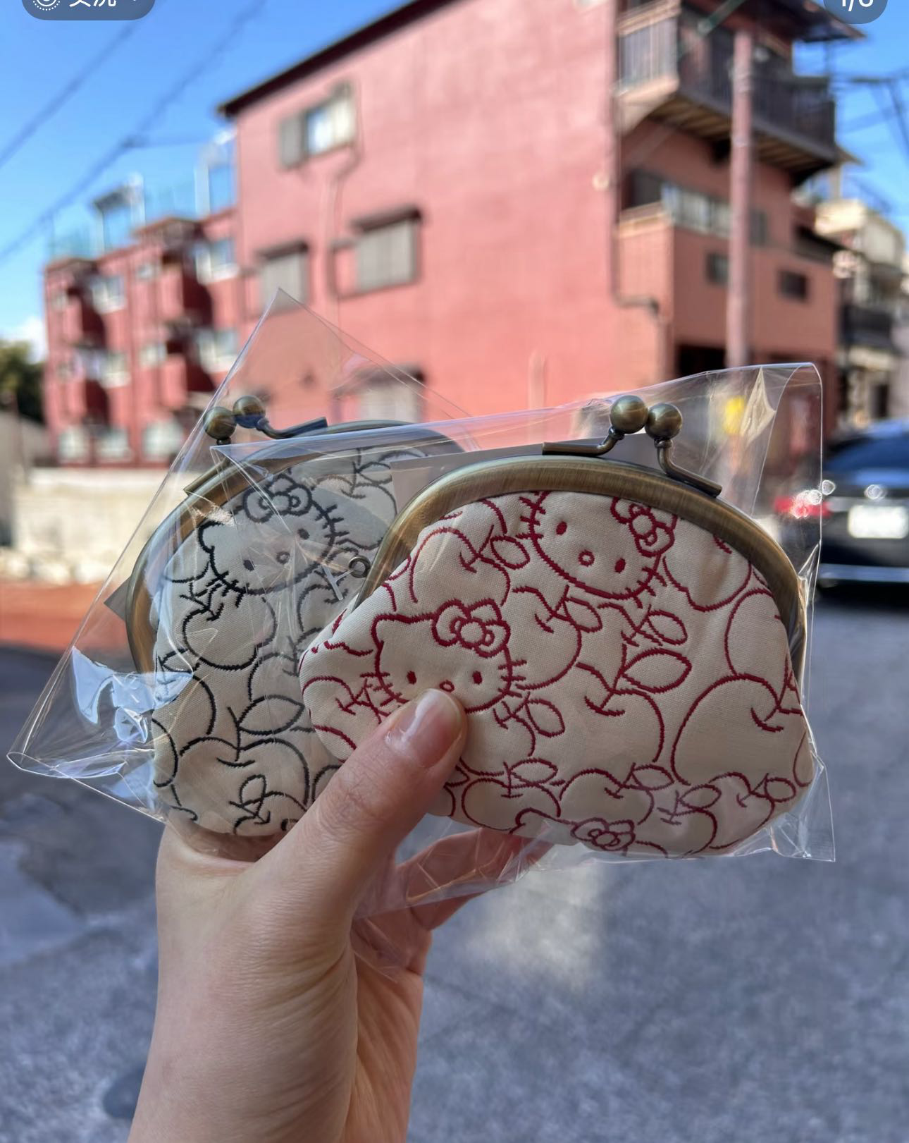 全新Hello Kitty红色口金包，京都购入