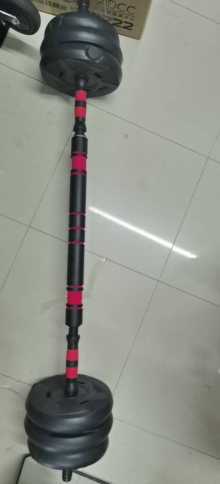 杠铃，可拆卸成两个哑铃，带杠铃片
