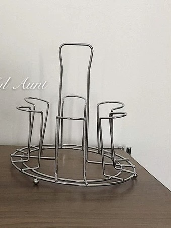 质感不锈钢水杯杯架+四个杯子