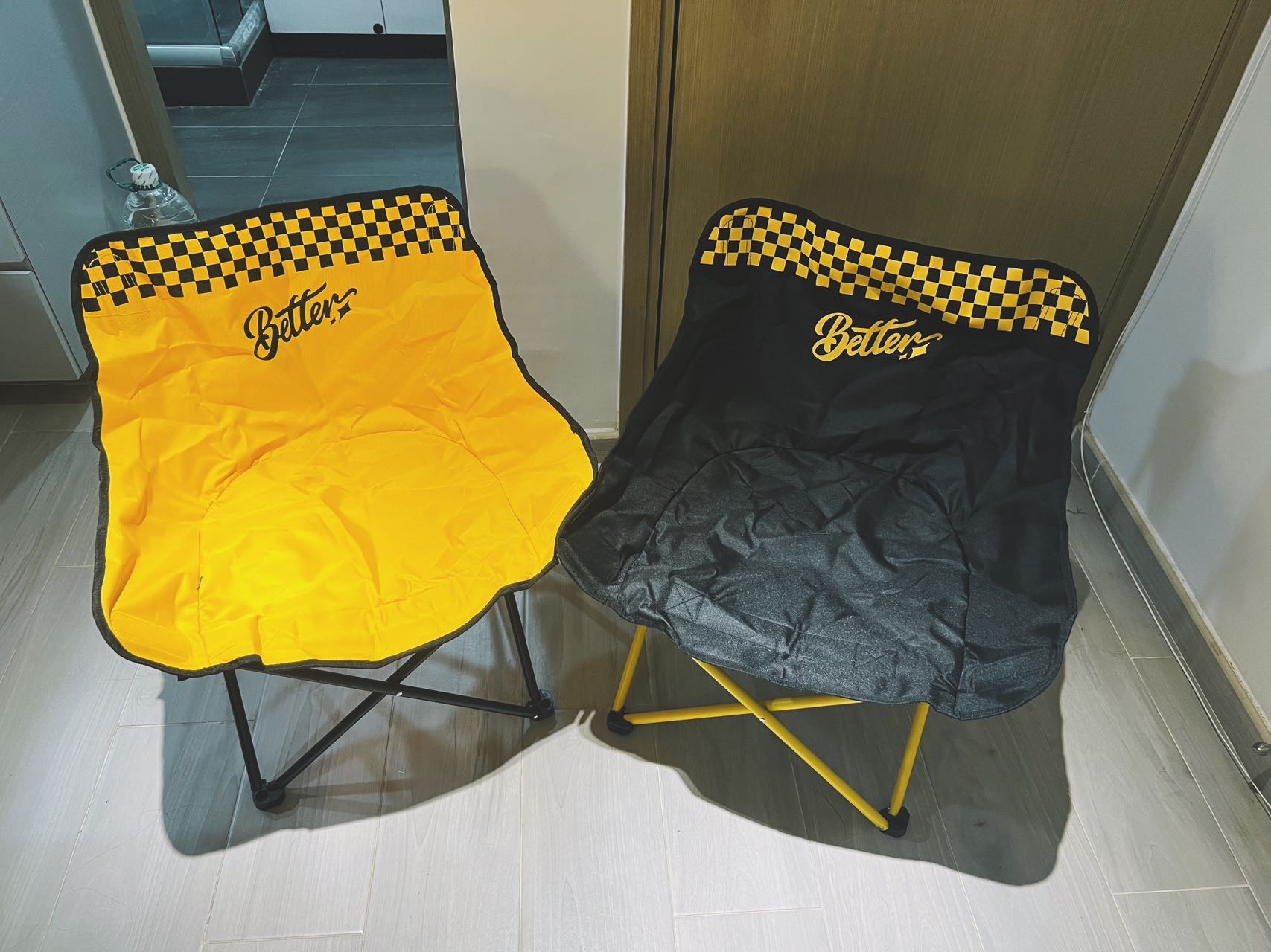 美团中秋礼盒户外野餐glamping好用折叠椅两把 黄色黑色各一把