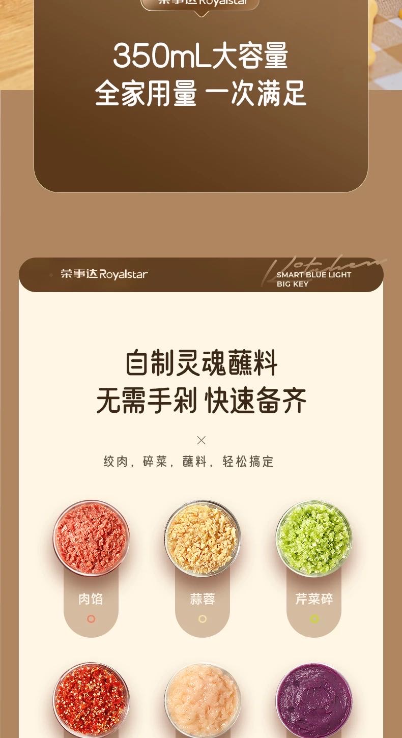 荣事达蒜泥神器电动捣蒜器家用打蒜搅碎机蒜末佐料粉碎器压蒜蓉
