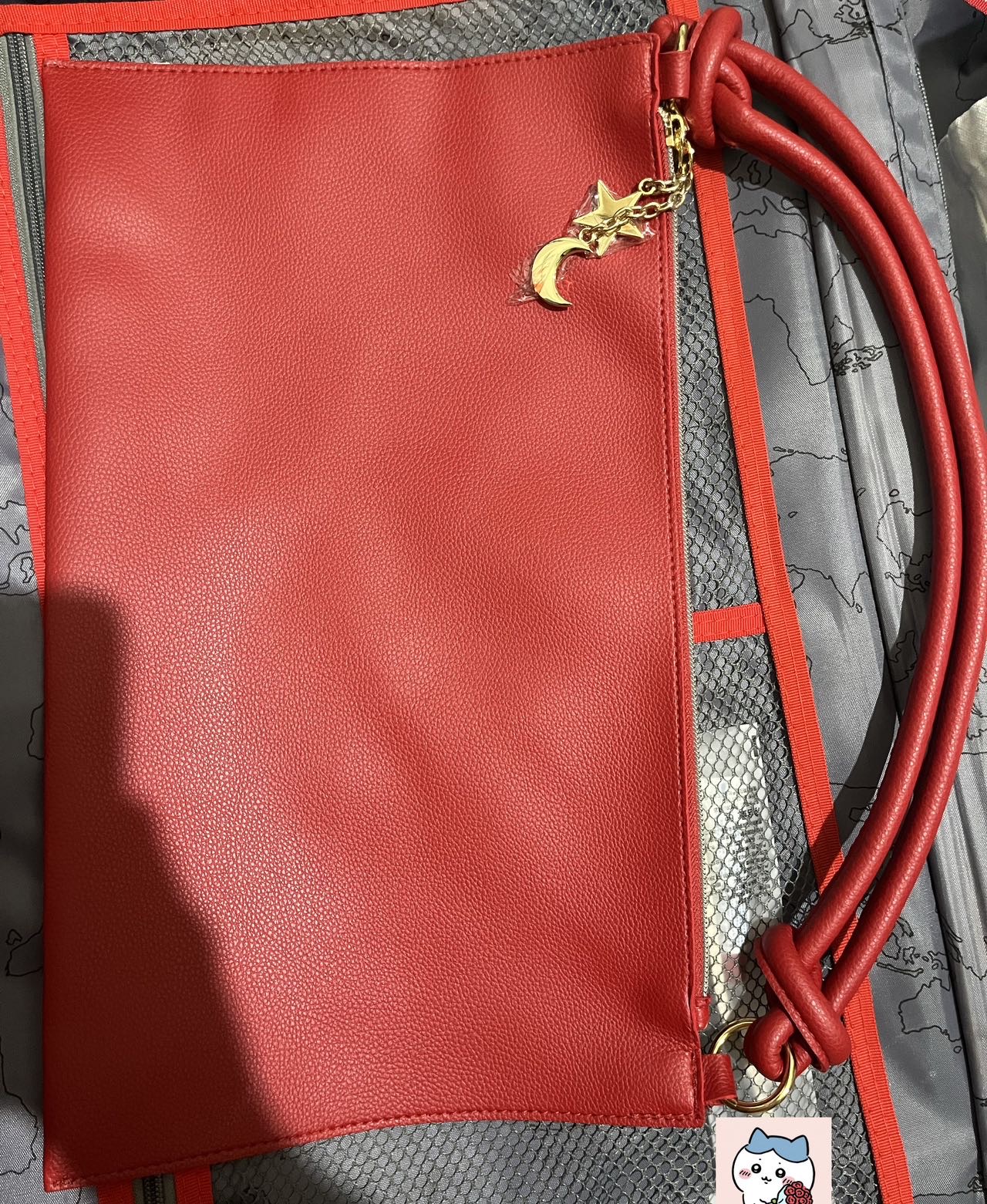 红色PU手提包全新