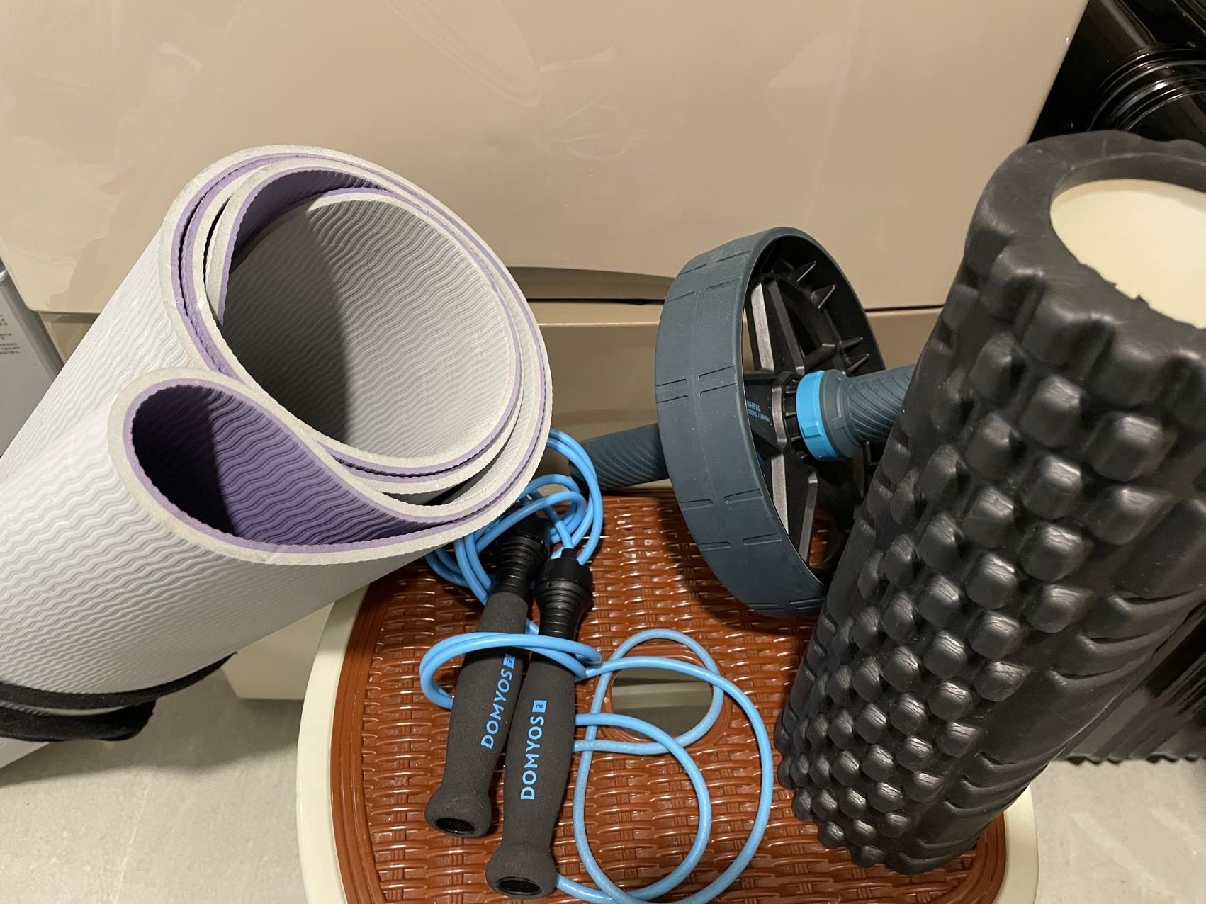 瑜伽垫，跳绳，滚轴，健腹轮打包出