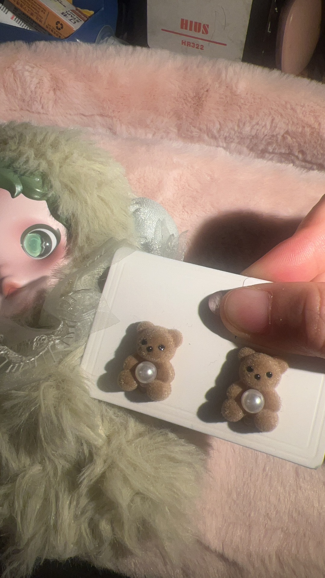小熊珍珠耳钉