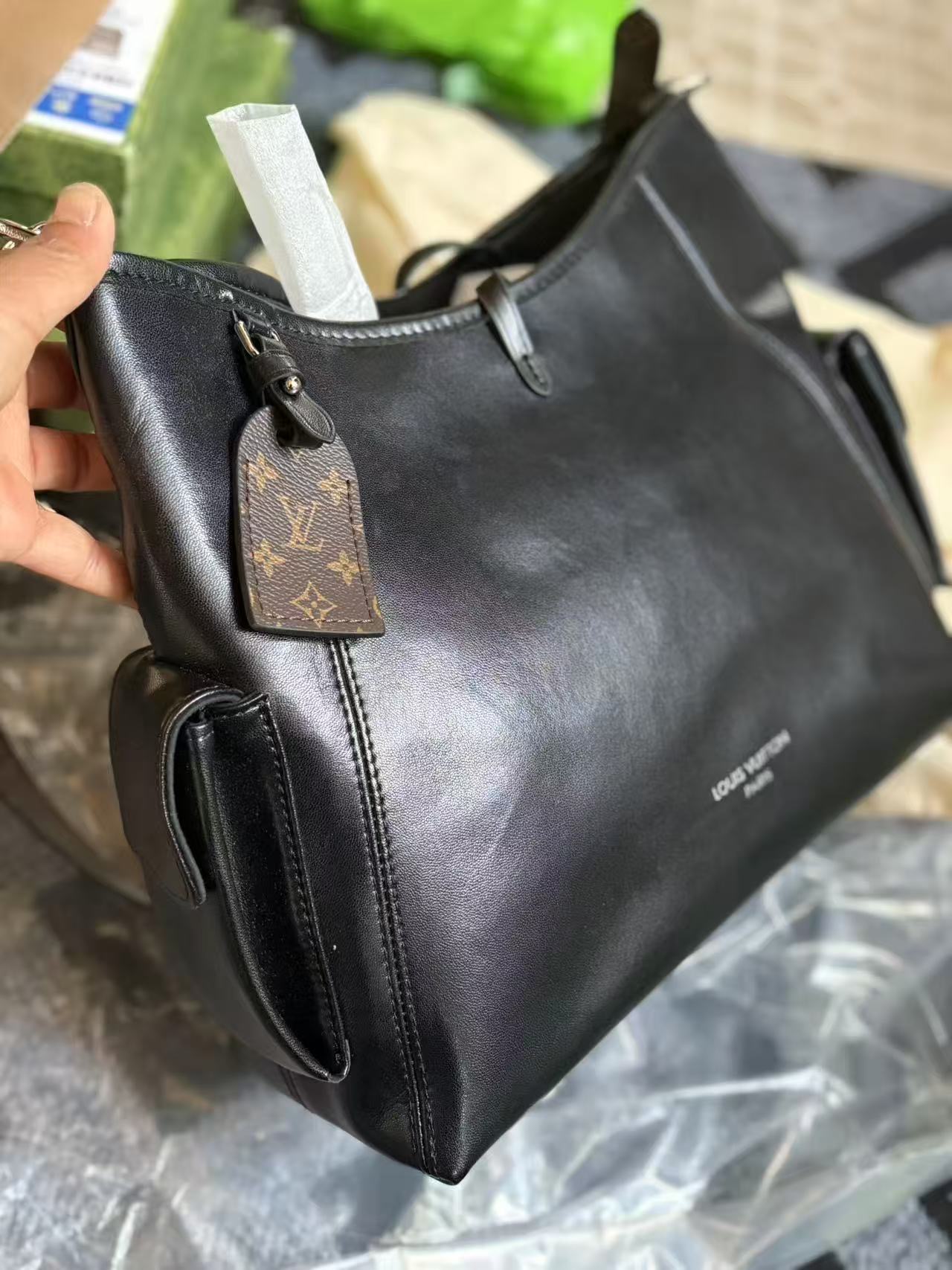 Lv包純羊皮黑武士包