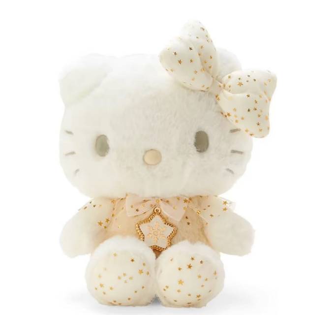 日本三丽鸥正版白金色hello kitty毛绒公仔潮玩偶凯蒂猫冬日限定